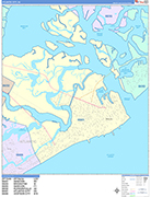 Atlantic City  Wall Map Color Cast Style